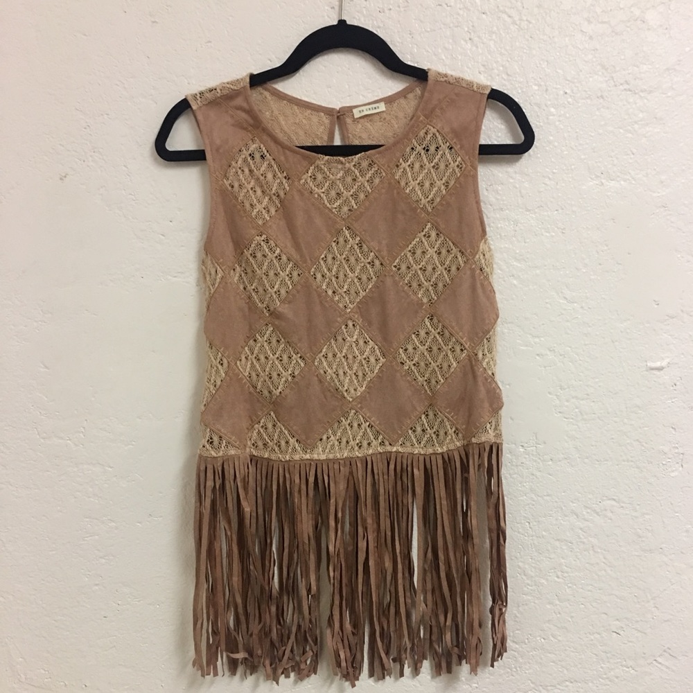 Crochet and Suede boho top